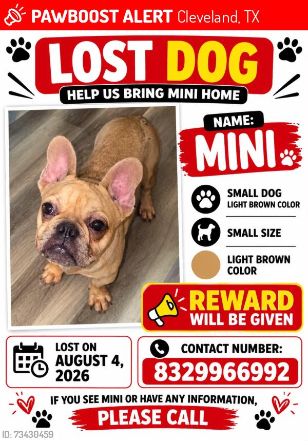Lost Male Dog last seen Near county road 3993, Cleveland, TX 77328