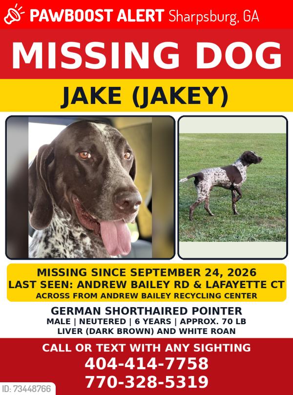 Lost Male Dog last seen Lafayette Court, Sharpsburg, GA 30277