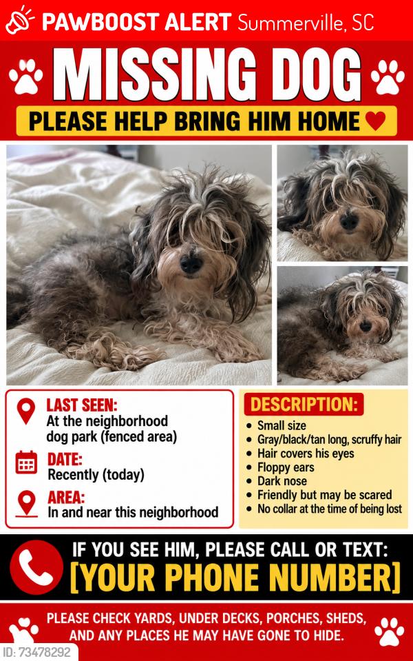 Lost Male Dog last seen O’Malley in Six oaks neighborhood, Summerville, SC 29483