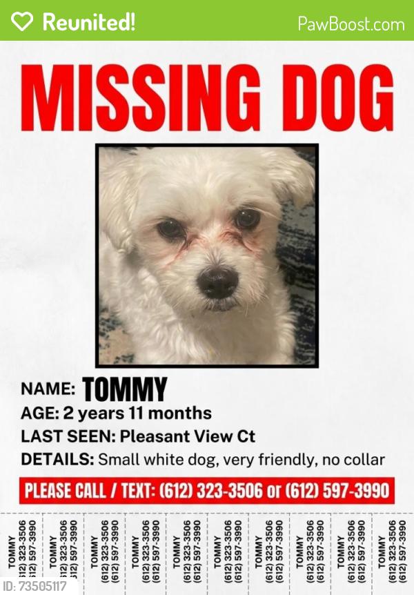 Reunited Male Dog last seen Pleasant View Ct, Mounds View, MN 55112