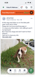 Found/Stray Unknown Dog last seen Bobolink and north ave, Vista, CA 92083