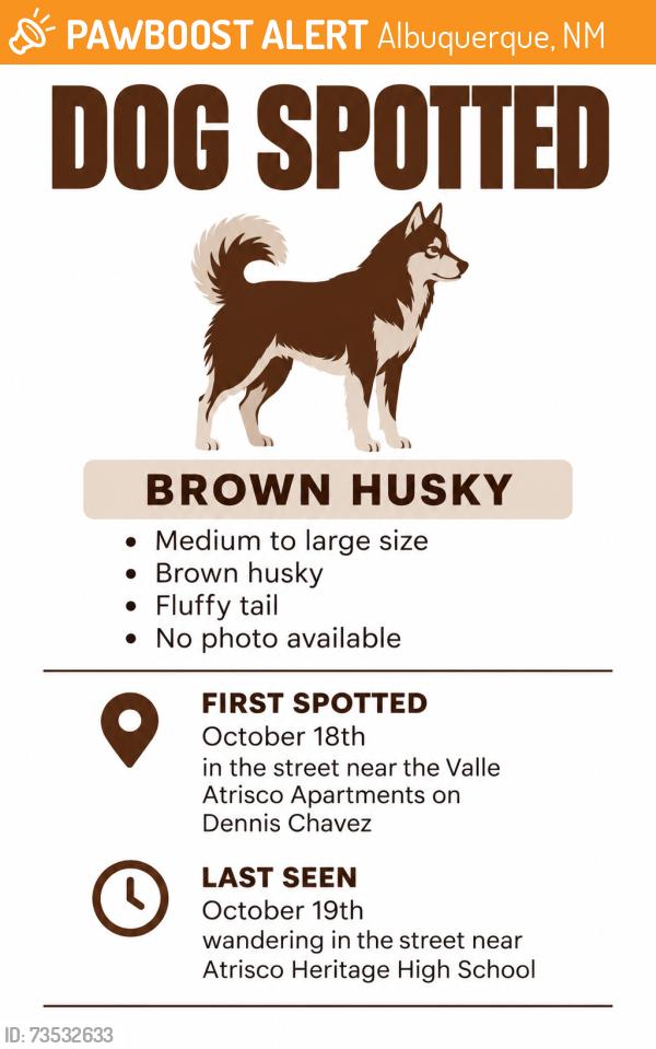 Found/Stray Unknown Dog last seen Dennis Chavez @ 118th near Atrisco High School, Albuquerque, NM 87121