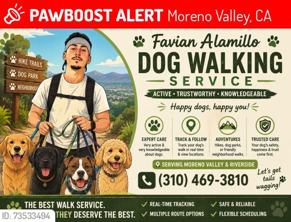 Lost Male Dog last seen Any time. Feel free to text, Moreno Valley, CA 92553