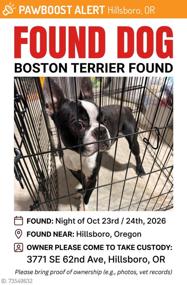 Found/Stray Unknown Dog last seen Blanton/62nd, Hillsboro, OR 97007